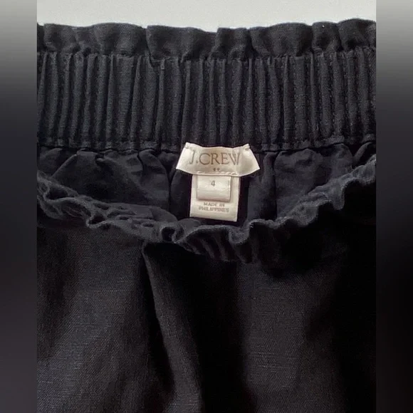 J. Crew Linen Blend Smocked A-Line Skirt, Solid Black Skirt Size: 4 - Picture 3 of 6
